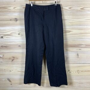 Isabel & Nina Pants 14 Linen Blend Wide Leg Lined Navy‎ Blue Career Casual